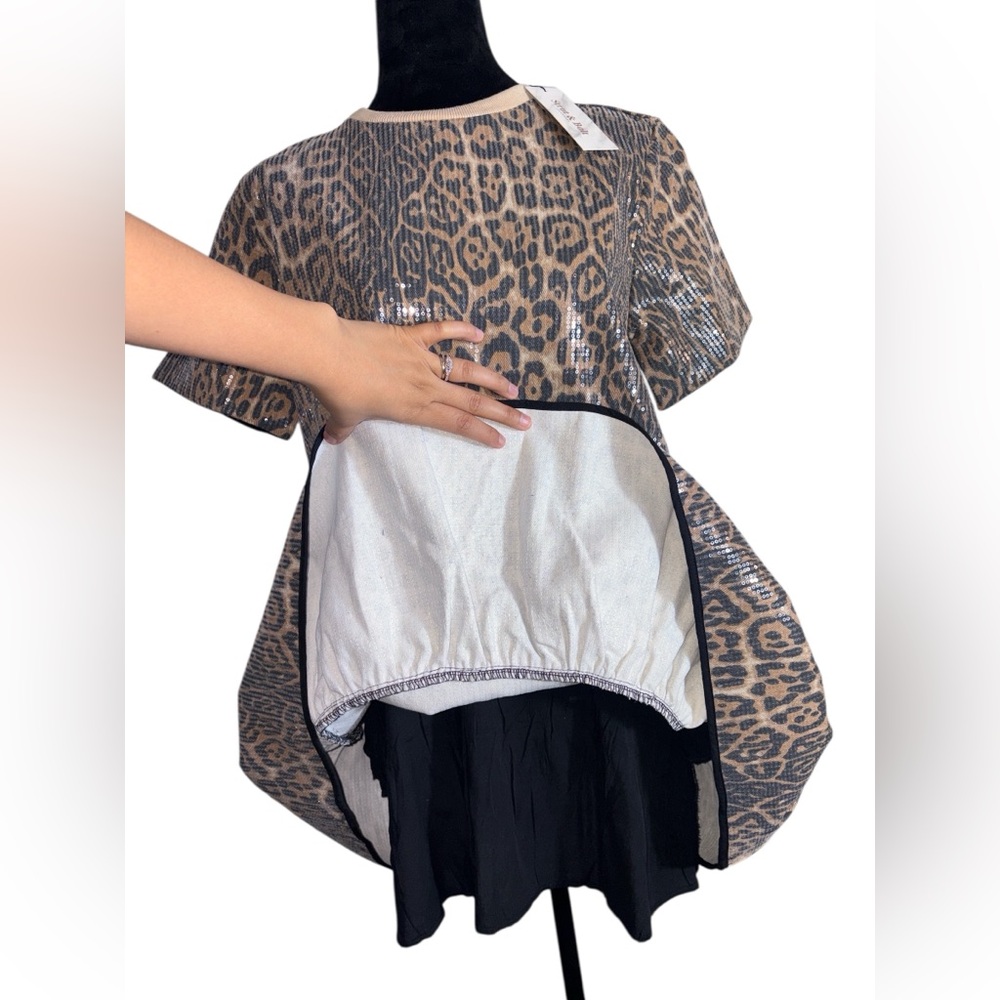Strut and Bolt Sequin Taupe Leopard Mini Dress Size Small NWT - Picture 8 of 12